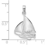 De-Ani Sterling Silver Rhodium-Plated Polished Sailboat Pendant - Image 5