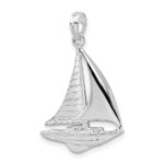 De-Ani Sterling Silver Rhodium-Plated Polished Sailboat Pendant - Image 4