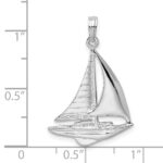 De-Ani Sterling Silver Rhodium-Plated Polished Sailboat Pendant - Image 5