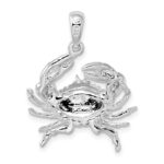 De-Ani Sterling Silver Rhodium-Plated Polished Stone Crab Pendant - Image 3