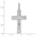 De-Ani Sterling Silver Rhodium-Plated Polished and Satin Crucifix Pendant - Image 3