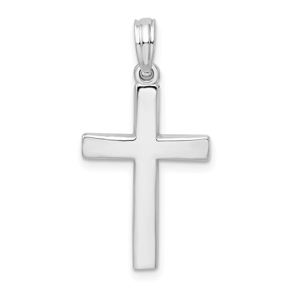 QC10181.jpg De-Ani Sterling Silver Rhodium-Plated Beveled Latin Cross Pendant - Image 1