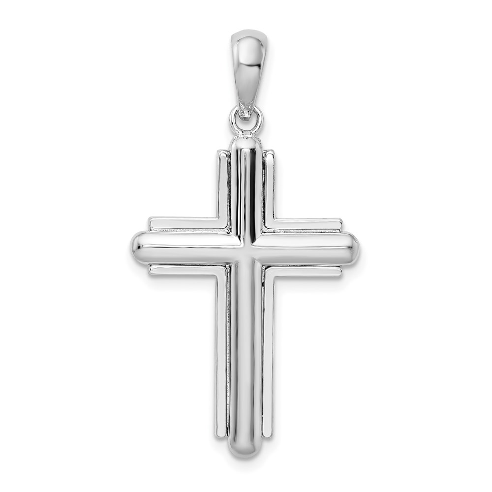 QC10183.jpg De-Ani Sterling Silver Rounded Cross with Frame Pendant - Image 1