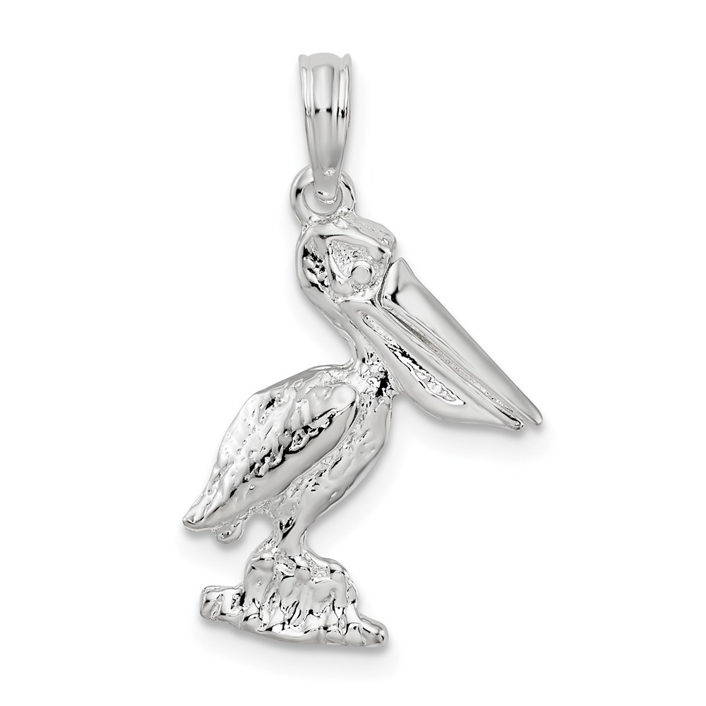 QC10191.jpg De-Ani Sterling Silver Small 3D Standing Moveable Mouth Pelican Pendant - Image 1