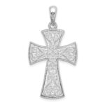 De-Ani Sterling Silver Rhodium-Plated Fancy Heart Design Cross Pendant - Image 4