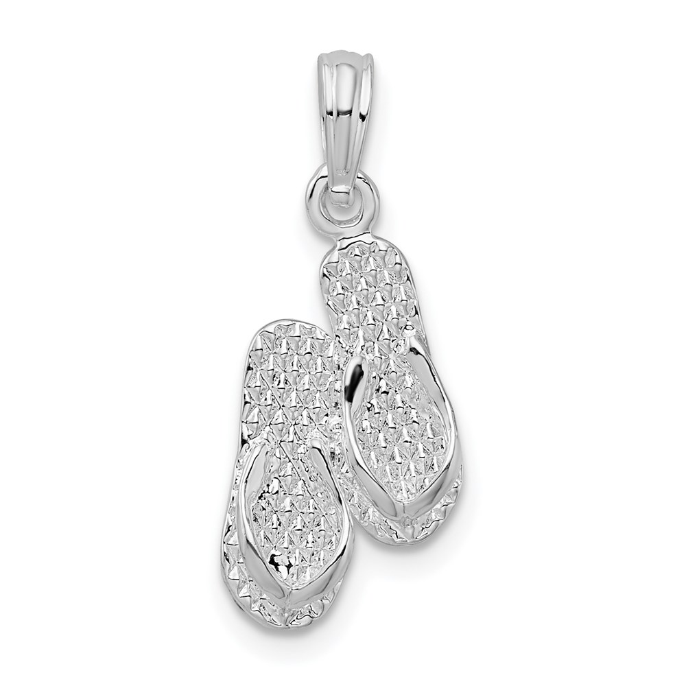 QC10200.jpg De-Ani Sterling Silver Rhodium-Plated Antigua W.I. 3D Flip Flops Pendant - Image 1