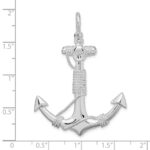 De-Ani Sterling Silver Rhodium-Plated Polished Anchor with Rope Pendant - Image 3