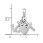 De-Ani Sterling Silver Rhodium-plated Polished 3D Moveable Anchor / Heart / Cross Pendant - Image 3