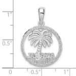 De-Ani Sterling Silver Rhodium-Plated Jamaica with Palm Tree Cut-Out Disc Pendant - Image 3