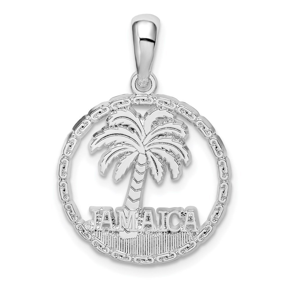 QC10211.jpg De-Ani Sterling Silver Rhodium-Plated Jamaica with Palm Tree Cut-Out Disc Pendant - Image 1