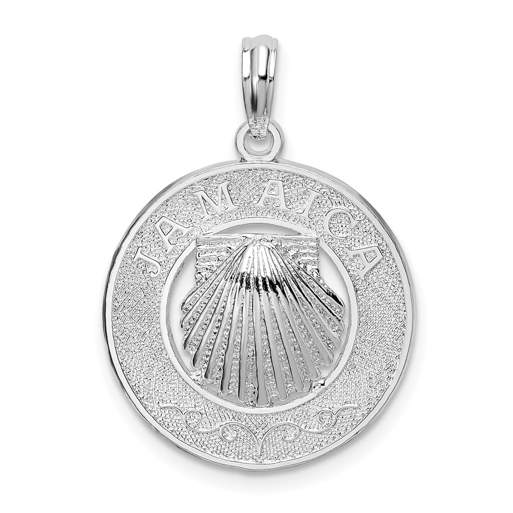 QC10216.jpg De-Ani Sterling Silver Rhodium-Plated Jamaica Round Circle with Shell Pendant - Image 1