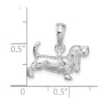 De-Ani Sterling Silver Rhodium-Plated Textured 3D Basset Hound Pendant - Image 3