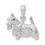 De-Ani Sterling Silver Rhodium-Plated Textured 3D Scottish Terrier Pendant - Image 4