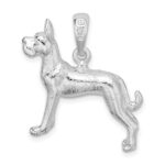 De-Ani Sterling Silver Rhodium-Plated Textured 3D Great Dane Pendant - Image 4
