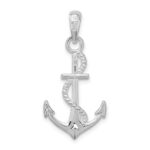 De-Ani Sterling Silver Rhodium-plated Polished 3D Anchor and Rope Pendant - Image 4