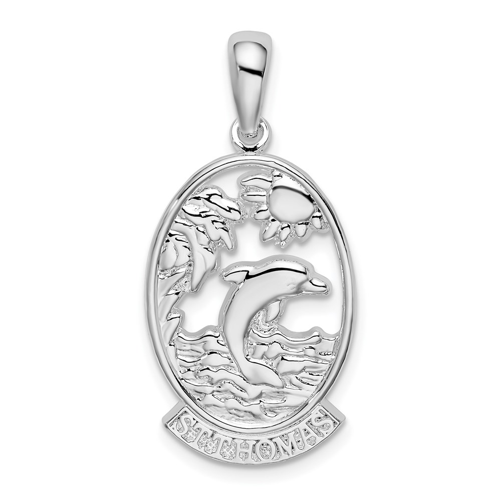 QC10252.jpg De-Ani Sterling Silver Rhodium-Plated St. Thomas Dolphin Sunset Pendant - Image 1