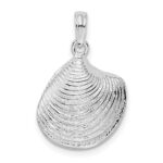 De-Ani Sterling Silver Rhodium-Plated Polished 3D Clam Shell Pendant