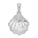 De-Ani Sterling Silver Rhodium-Plated Textured Oyster Shell Pendant - Image 4