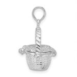 De-Ani Sterling Silver Rhodium-Plated Moveable 3D Nantucket Basket Pendant - Image 2