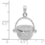 De-Ani Sterling Silver Rhodium-Plated Moveable 3D Nantucket Basket Pendant - Image 5