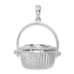 De-Ani Sterling Silver Rhodium-Plated Moveable 3D Nantucket Basket Pendant - Image 4