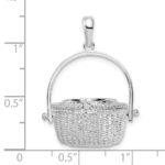 De-Ani Sterling Silver Rhodium-Plated Moveable 3D Nantucket Basket Pendant - Image 5
