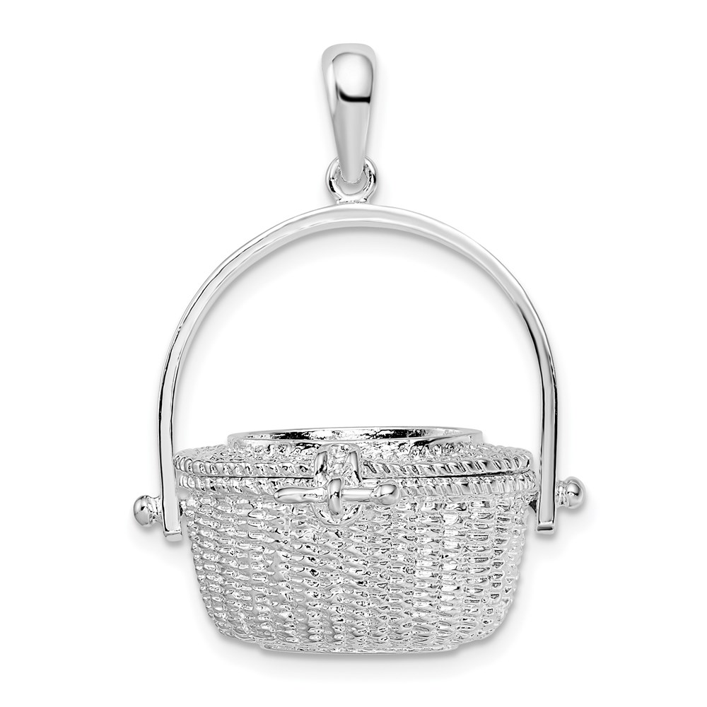 QC10261.jpg De-Ani Sterling Silver Rhodium-Plated Moveable 3D Nantucket Basket Pendant - Image 1