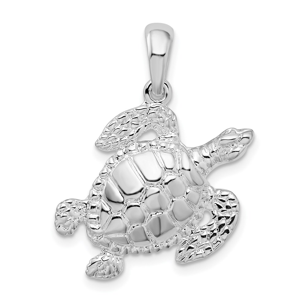 QC10273.jpg De-Ani Sterling Silver Rhodium-Plated Polished Sea Turtle Pendant - Image 1