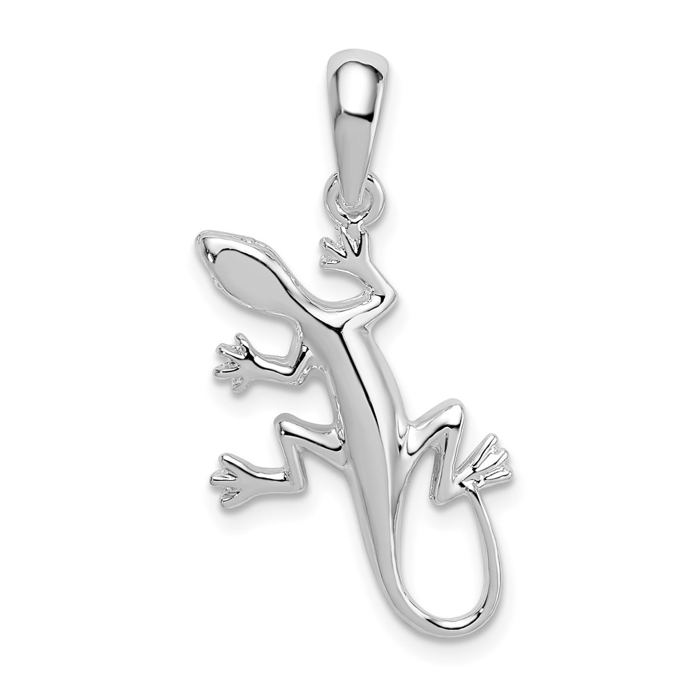 QC10274.jpg De-Ani Sterling Silver Rhodium-Plated Polished Gecko Pendant - Image 1