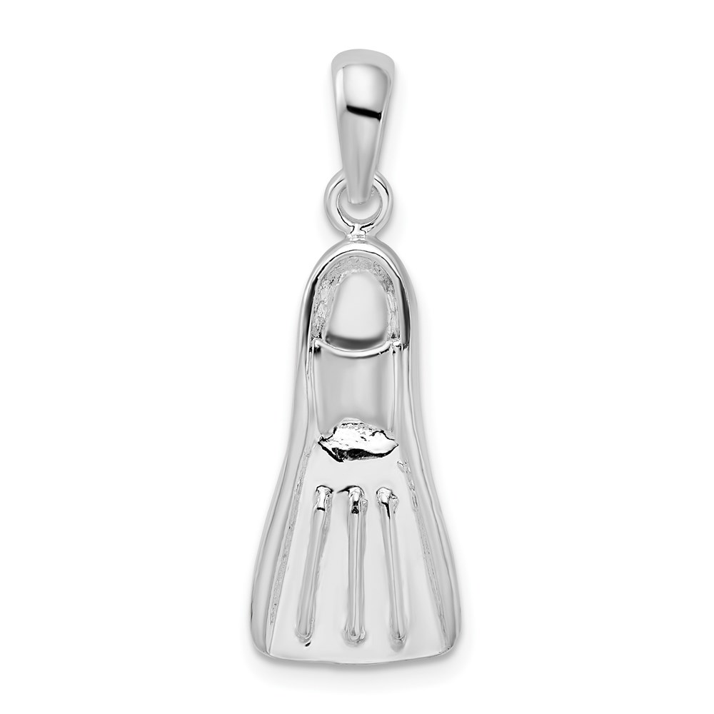 QC10278.jpg De-Ani Sterling Silver Rhodium-Plated Polished 3D Scuba Flipper Pendant - Image 1
