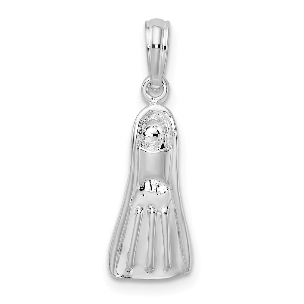 QC10279.jpg De-Ani Sterling Silver Rhodium-plated Polished 3D Scuba Flipper Pendant - Image 1