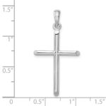 De-Ani Sterling Silver Rhodium-Plated 3D Cylinder with Beveled Ends Cross Pendant - Image 4