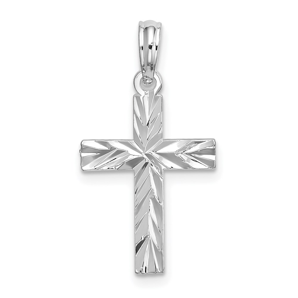 QC10286.jpg De-Ani Sterling Silver Rhodium-plated All-Over Diamond-Cut Latin Cross Pendant - Image 1