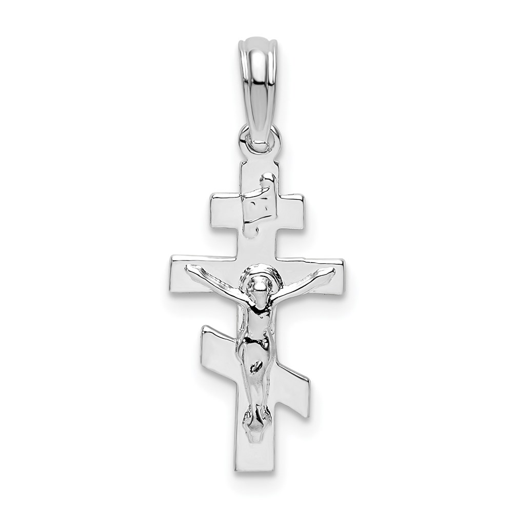 QC10290.jpg De-Ani Sterling Silver Rhodium-Plated Polished Byzantine Crucifix Pendant - Image 1