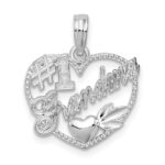 De-Ani Sterling Silver Rhodium-plated #1 Grandma in Heart Pendant