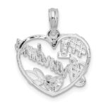 De-Ani Sterling Silver Rhodium-plated #1 Grandma in Heart Pendant - Image 4