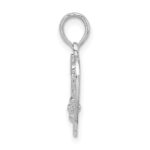 De-Ani Sterling Silver Rhodium-Plated Polished #1 Sister with Flower Heart Pendant - Image 2