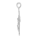 De-Ani Sterling Silver Rhodium-Plated Polished Budded Crucifix Pendant - Image 2