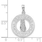De-Ani Sterling Silver Rhodium-Plated Pentwater Michigan Circle with Flip Flop Pendant - Image 3