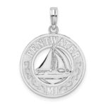 De-Ani Sterling Silver Rhodium-Plated Pentwater Michigan Circle with Sailboat Pendant