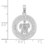 De-Ani Sterling Silver Rhodium-Plated Port Aransas Circle with Turtle Pendant - Image 3