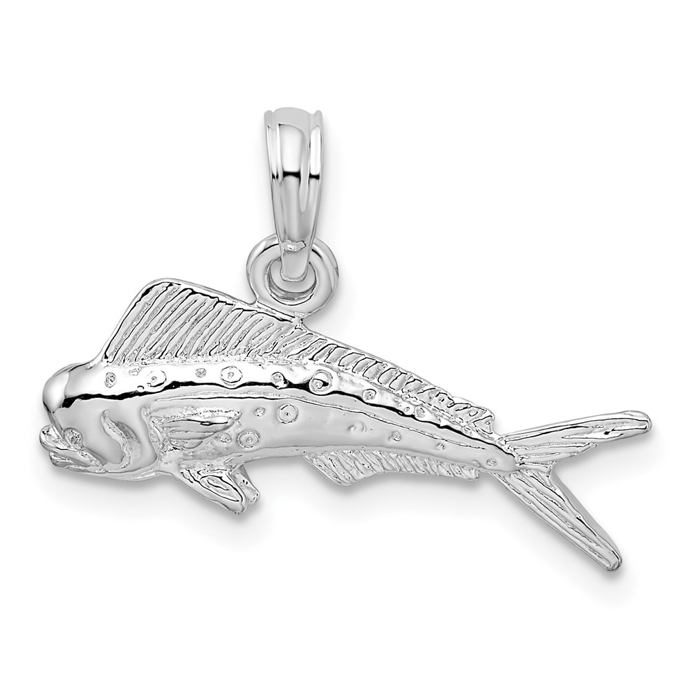 QC10331.jpg De-Ani Sterling Silver Rhodium-Plated Polished Mahi-Mahi Fish Pendant - Image 1