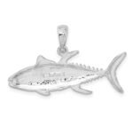 De-Ani Sterling Silver Rhodium-Plated Polished Yellowfin Tuna Fish Pendant - Image 4