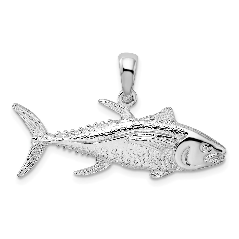 QC10332.jpg De-Ani Sterling Silver Rhodium-Plated Polished Yellowfin Tuna Fish Pendant - Image 1