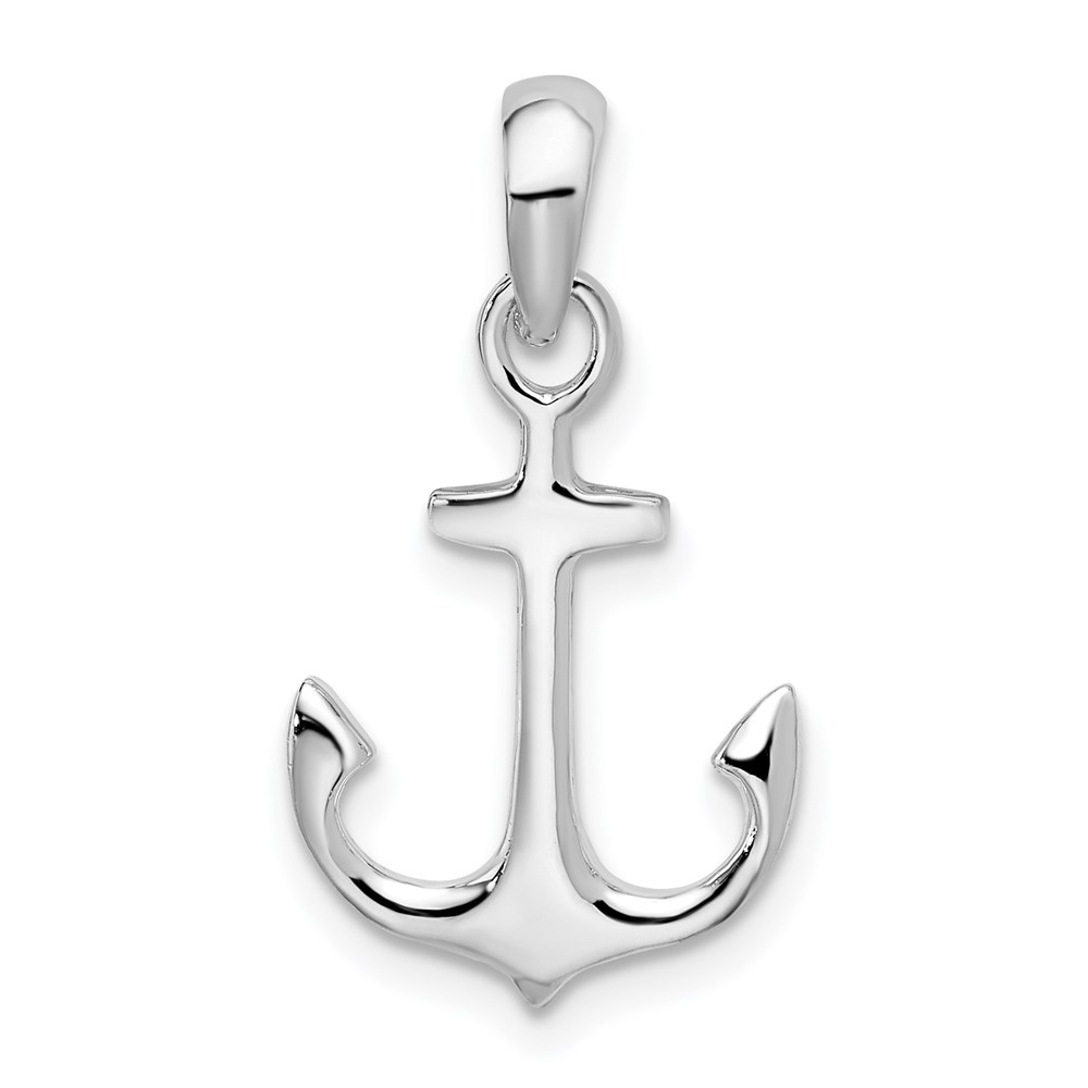 QC10341.jpg De-Ani Sterling Silver Rhodium-Plated Polished 3D Anchor Pendant - Image 1