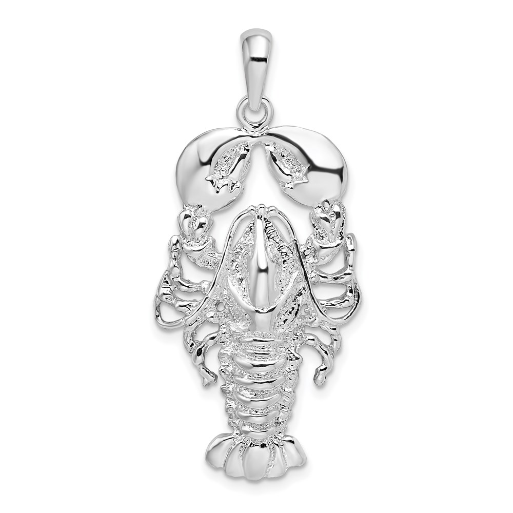 QC10345.jpg De-Ani Sterling Silver Rhodium-Plated Polished Maine Lobster Pendant - Image 1