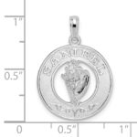 De-Ani Sterling Silver Rhodium-Plated Polished Sanibel Circle with Shell Pendant - Image 3
