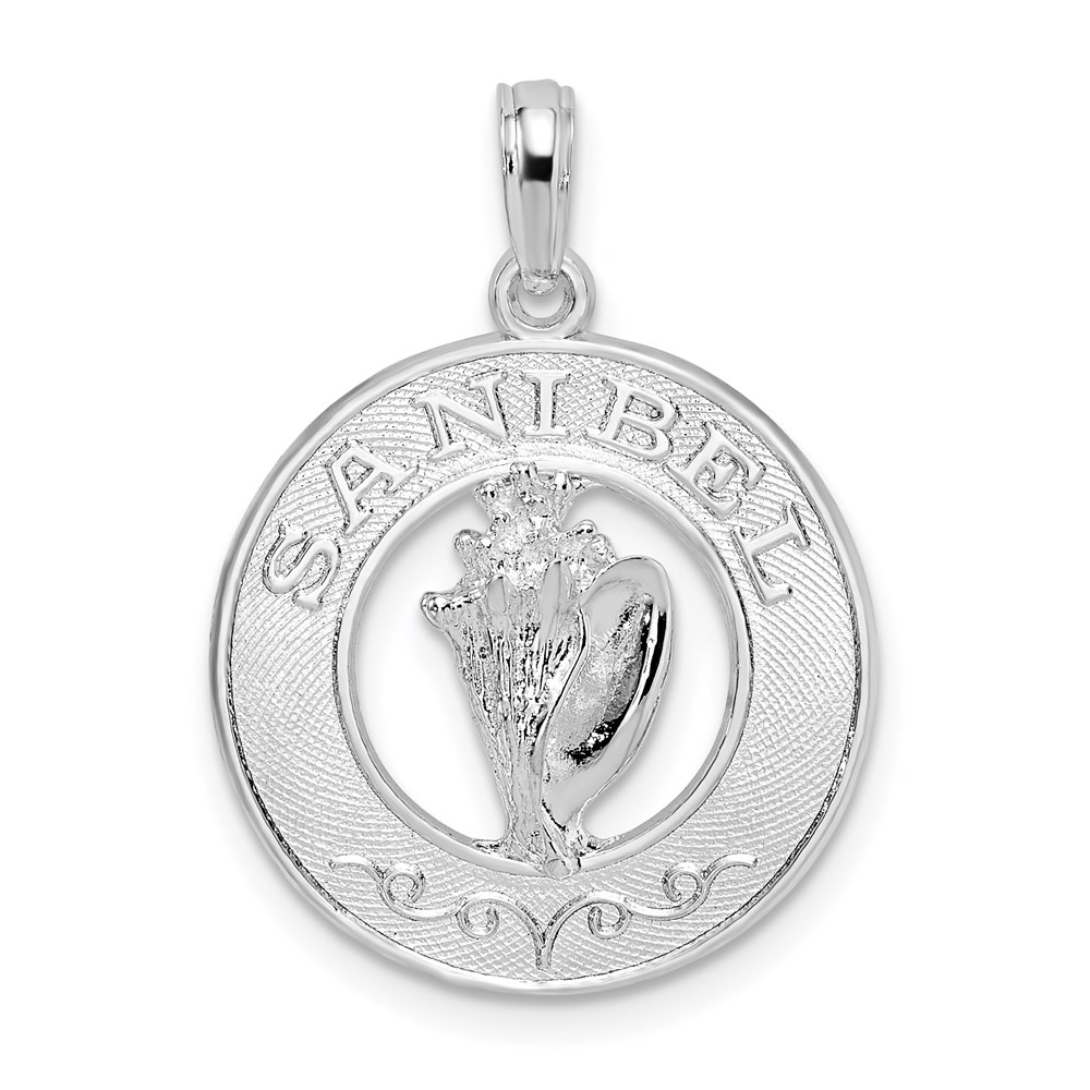 QC10361.jpg De-Ani Sterling Silver Rhodium-Plated Polished Sanibel Circle with Shell Pendant - Image 1