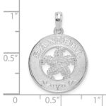 De-Ani Sterling Silver Rhodium-Plated Polished Sanibel Circle with Starfish Pendant - Image 3