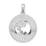 De-Ani Sterling Silver Rhodium-Plated Polished Sanibel Circle with Flamingo Pendant - Image 4
